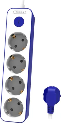 Produktbild von Philips PHILIPS pagarinātājs, 4 ligzdas, balts ar zilu