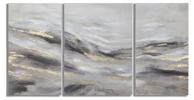 Image de Ensemble De 3 Toiles Monty, Style Glamour, Peintures Abstraites Avec Cadre En Bois, Dimensions Totales 150 X 2,7 X 8 cm Décoration Murale Multicolore