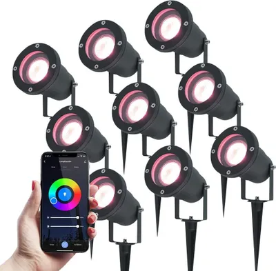 Produktbild von hoftronicsmart Smart Gartenstrahler 5,5W 345lm RGBWW IP65 Schwarz 9er Set