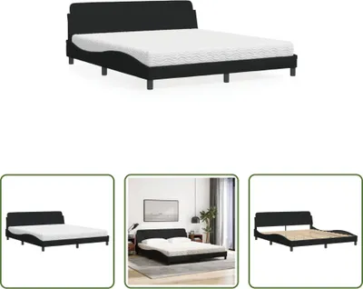Produktbild von The Living Store Bett mit Matratze Schwarz 180x200 cm Stoff