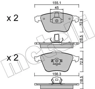 Produktbild von METELLI Bremsbeläge Satz Vorne Bremsklötze für FORD Focus II Schrägheck (DA, HCP, DP) 22-0549-3