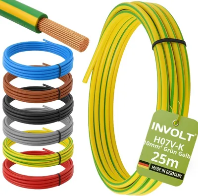 Produktbild von INVOLT H07V-K 25m 10mm² grün-gelb Aderleitung flexibel Verdrahtungsleitung , Germany