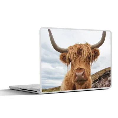 Produktbild von MuchoWow® Laptop Aufkleber Sticker Cover Schottischer Hochländer - Kuh - Landschaft 30x22 cm - Laptop-Sticker