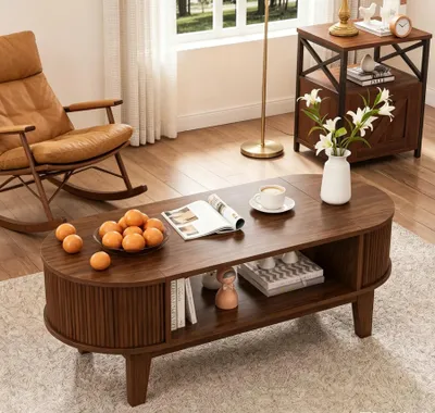 Image de Table basse avec espace de rangement dissimulé, dimensions : 100 x 50 x 50,4 cm
