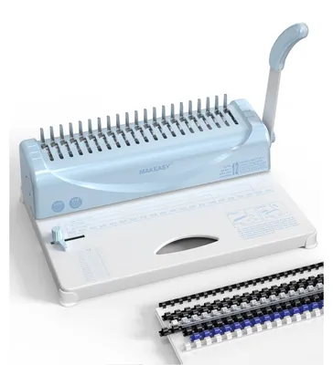 Immagine prodotto di Rilegatrice a pettine - 21 fori - A4 - Perfora fino a 12 fogli - Rilega fino a 450 fogli - Margine di perforazione 3, 4 o 5 mm