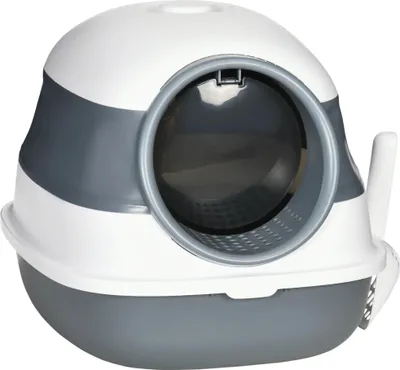 Image de Bac à litière - Fermé, Pliable - Avec pelle - 52×41×38 cm - ABS+PP - Blanc/Gris