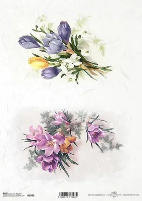 Produktbild von ITD Reispapier Decoupage Bastelpapier, R1990 Frühlingsblumen, Freesie, Krokus