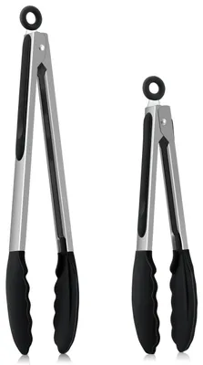 Produktbild von Kooktang-Set, 2 Stück, Grillzangen aus Edelstahl mit Silikonspitzen - Schwarz