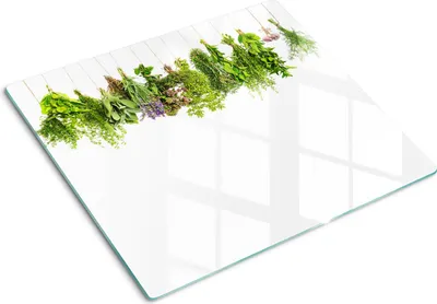 Produktbild von Tulup Glas Herdabdeckplatte Glaskeramikkochfeld-Abdeckung Spritzschutz Glasabdeckplatte Kochplattenabdeckung und Schneidebrett - Einteilig - 60x52 cm Kräuter Schnur