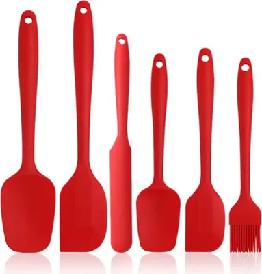 Produktbild von Silikon-Spatel-Set - Schwarz 6-teiliges Antihaft-Gummispatel mit Edelstahlkern - Hitzebeständiges Spatel-Küchenutensilien-Set zum Kochen, Backen und Mischen