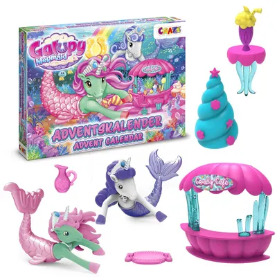 Produktbild von CRAZE GALUPY MERMAID Adventskalender für Kinder ab 3 Jahren – 24 Meerjungfrauen-Überraschungen mit Figuren, Zubehör und 3D-Spielset