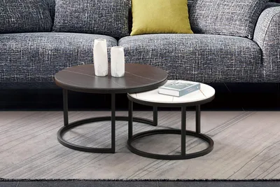 Produktbild von Runde Set 2x Couchtisch Kaffeetisch Beistelltisch Designer Wohnzimmer Tische Neu