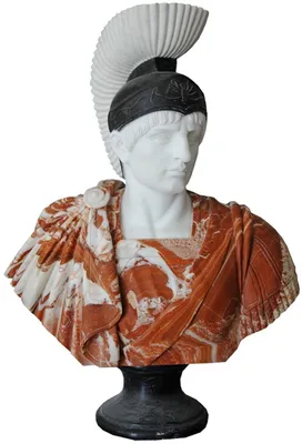 Produktbild von Casa Padrino Luxus Antik Stil Marmor Büste Römer Weiß / Rot / Schwarz H. 90 cm