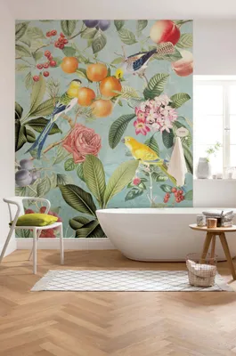 Produktbild von Komar Vlies Fototapete - Birds and Berries - Größe: 200 x 250 cm (Breite x Höhe) - 4 Bahnen