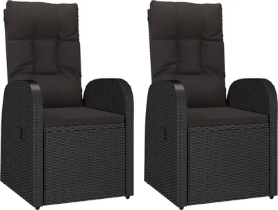 Produktbild von vidaXL Garten-Liegestühle 2 Stk. mit Auflagen Poly Rattan Schwarz