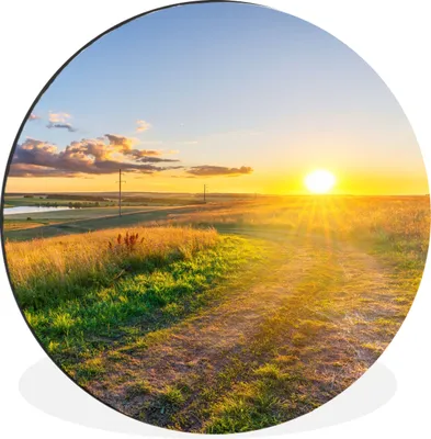 Produktbild von MuchoWow® Aluminium Wandkreis Sonne - Natur - Landschaft Ø 30 cm Wanddeko Modern Wohnzimmer - Wand Bild - Wohnzimmer - Runde Bilder - Alubilder - Kunst für zu Hause - Aluminium - Wanddekoration