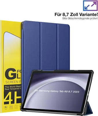Produktbild von Schutzhülle + 2x 4H Displayfolie für Samsung Galaxy Tab A9 2023 8.7 Zoll Cover Case Schutz Tablet Farbe: Dunkelblau