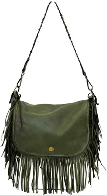 Produktbild von BZNA Bag Bari Fransen Tasche Grün Italy Damen Shopper Handtasche Schultertasche Tasche Leder