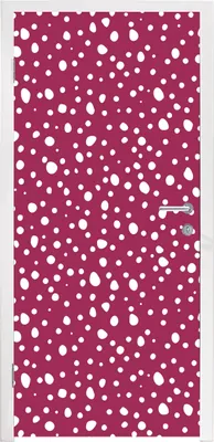 Produktbild von MuchoWow® Türtapete Selbstklebende Türfolie Tupfen - Rot - Weiß 95x235 cm Türposter Türaufkleber Klebefolie Türklebefolie - XXL-Poster - Türtapeten - Türplakaten