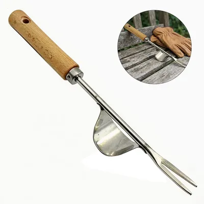 Produktbild von Handjätgerät Unkrautstecher Edelstahl – Wurzeljäter mit Holzgriff | Manueller Weeder für Garten zum Graben Jäten Lockern