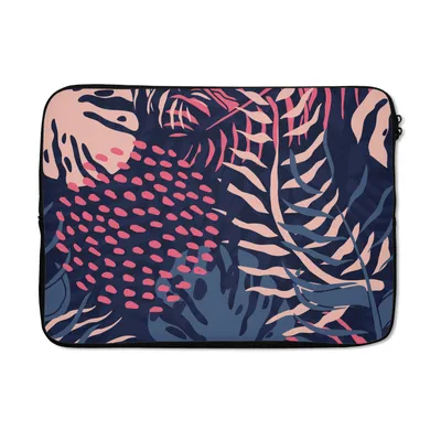 Produktbild von MuchoWow® Laptop Hülle 13 Zoll Blätter - Tropisch - Muster - Mädchen - Kinder - Rosa - Mädchen Laptoptasche - Laptophülle - Sleeve - Rundumschutz