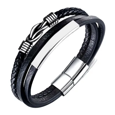 Produktbild von Männer Armband Leder Armreif schwarz,Armband Herren Männer Leder,Geflochtenes Lederarmband für Männer,Armband Herren,Das perfekte Geschenk zum Vatertag