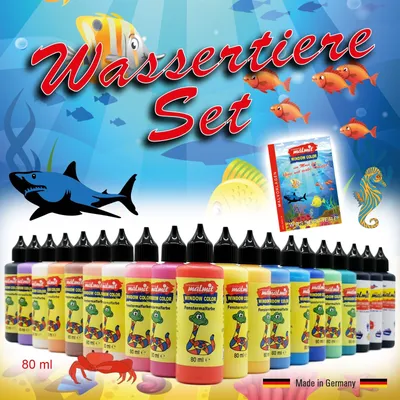 Produktbild von Window Color Wassertiere Set / 20 Farben Fenstermalfarbe Fensterbild Malfarbe