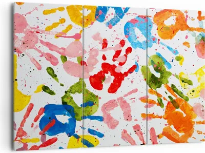 Produktbild von Bild auf Leinwand - Leinwandbild - Drucke Hände Komposition mehrfarbig - 165x110cm - Wand Bild - Wanddeko - Leinwanddruck - Bilder - Kunstdruck - Leinwand bilder - Wandkunst - CE165x110-2876