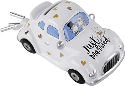 Produktbild von Hochzeits-Sparschwein Auto Brautpaar Keramik