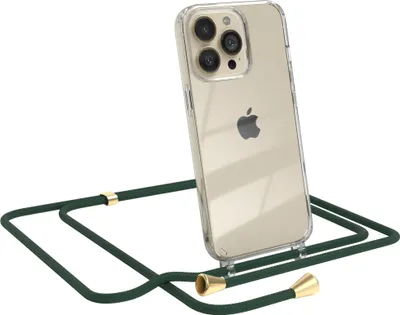 Produktbild von EAZY CASE Handykette kompatibel mit Apple iPhone 13 Pro, Handyhülle mit Umhängeband, Handykordel, Schutzhülle Clear, Band in Grün