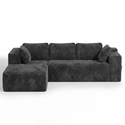 Obrázok produktu pre Rohová sedačka BEALIFE, 250x136x40 cm, s poťahom z tkaniny a výplňou z chladenej peny | U-tvar, delená časť vľavo | Pre 3-4 osoby, vrátane vankúšov a bočnej vrecká. | Tmavosivá, model AR35