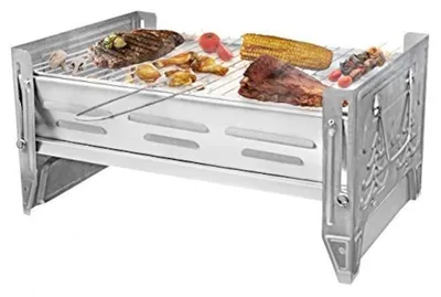 Image de Gril de camping pliable, dimensions : 26,8 x 40,2 x 19,8 cm, en acier inoxydable