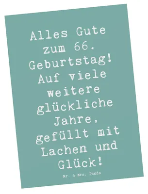 Produktbild von Mr. & Mrs. Panda Ansichtskarte Spruch 66. Geburtstag Glückwünsche - Meeresbrise - Geschenk, Postkarte, bildkarte, Kunstkarten, Happy Birthday, herzliche, Postkarten