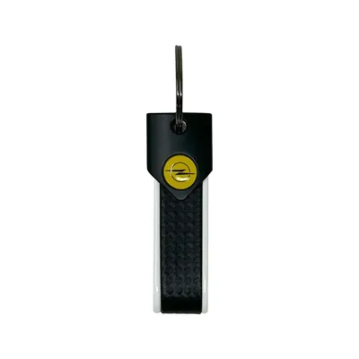 Image de Porte-clés pour voiture Opel, fermeture avec anneau, 90 x 20 mm, blanc, logo jaune