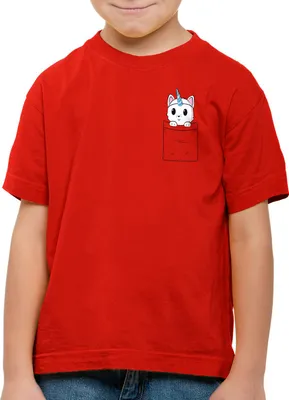 Produktbild von style3 Unicorn Pocket Cat Kinder T-Shirt Einhorn Katze Brusttasche