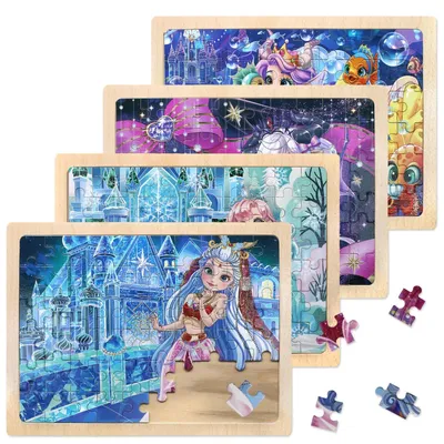 Obrázek produktu pro Dřevěná puzzle s motivem princezen pro děti