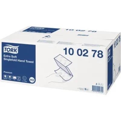 Zdjęcie produktu dla Tork® 100278 ekstra miękkie ręczniki do rąk w zygzak - 2-warstwowe chusteczki higieniczne plus, jasnobiałe, z ozdobnym wytłoczeniem