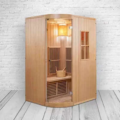 Obrázok produktu pre PureHaven infrasauna 125x110x190 cm pre 2 osoby v kombinácii s ohrievačom z kanadského dreva hemlock energeticky úsporné saunové kamene