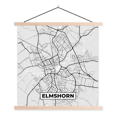 Produktbild von MuchoWow® Textilposter Karte - Deutschland - Stadtplan - Elmshorn 40x40 cm mit holzfarbenen Rahmen - Posterleiste