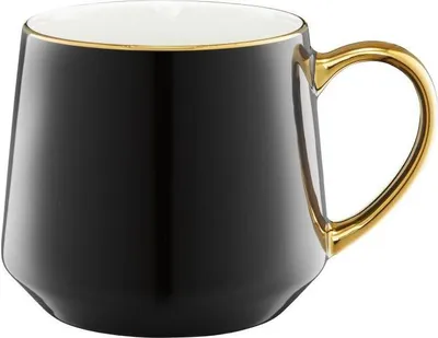 Zdjęcie produktu dla Porcelanowy kubek ze złotym uchwytem Royal Ambition czarny 460 ml
