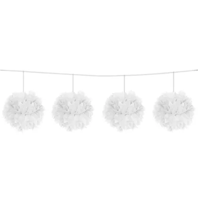 Produktbild von Weiße Pompon Girlande Fluffy 3m
