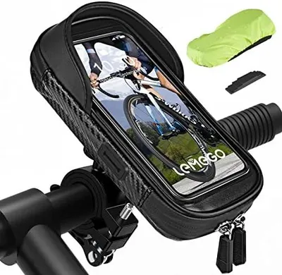 Produktbild von Handyhalterung Fahrrad Wasserdicht Handyhalter Motorrad 360°Drehbarem Fahrradhalterung Lenkertasche für 4.7-7 Zoll Smartphone mit Regenhaube Fahrradtasche Fahrradlenker Halter Tasche