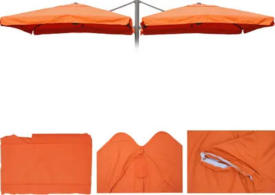 Zdjęcie produktu dla Pokrowiec na parasol T44, 8 rozpórek 3x3m poliester, wymienny pokrowiec na podwójny parasol świetlny T44 ~ terakota z klapką