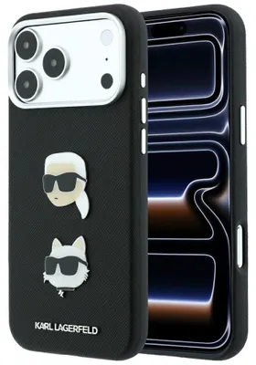 Obrázek produktu pro Karl Lagerfeld, pouzdro Saffiano s motivy "Karl & Choupette", s logem, pro Apple iPhone 18 Pro Max / 17 Pro Max, barva černá
