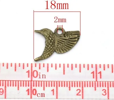 Produktbild von 10 Charm Anhänger Vogel, 18 x 14 mm, bronzefarben