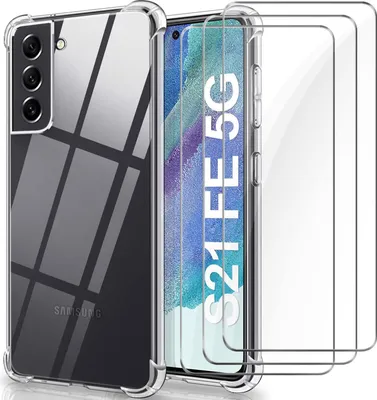 Produktbild von Hülle für Samsung Galaxy S21 FE 5G, transparente Silikonrückseite + 3x Glas