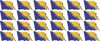 Produktbild von Mini Aufkleber Set - Pack wehend - 33x20mm - selbstklebender Sticker - Bosnia Hesergovina - Self-Adhesive - Flagge / Banner / Standarte fürs Auto, Büro, zu Hause und die Schule - 24 Stück