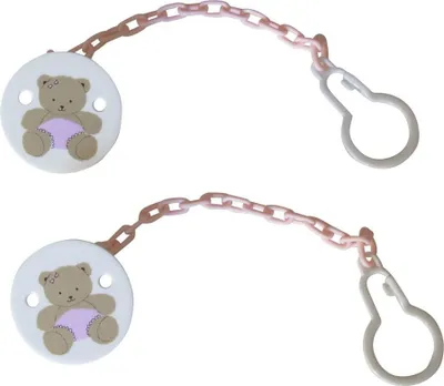Produktbild von 2er Set Schnullerkette Schnullerhalter Mädchen Motiv Bärchen rosa