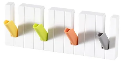 Produktbild von Set aus 2 selbstklebenden Wand-Schlüsselhaltern, Wandbefestigungshaken für Schlüssel, wandmontierte Klebehalterung ohne Bohren mit 4 Haken, Schlüsselhalter für