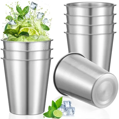 Produktbild von Set aus 8 stapelbaren Edelstahlbechern mit je 260 ml Fassungsvermögen